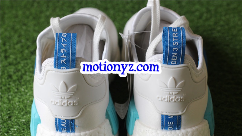 Real Boost Adidas NMD R1 White Blue Glow